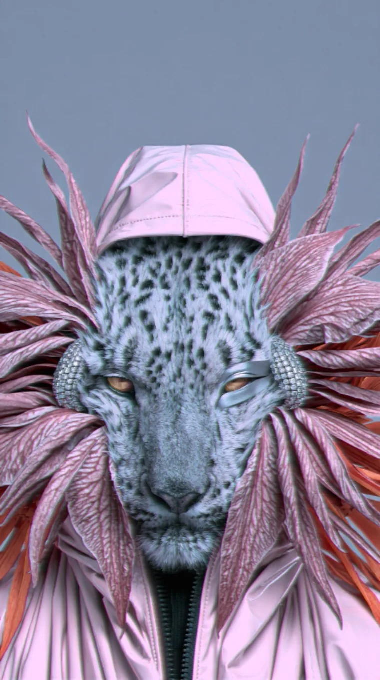 Snow leopard, run through kott into print-grade art.
