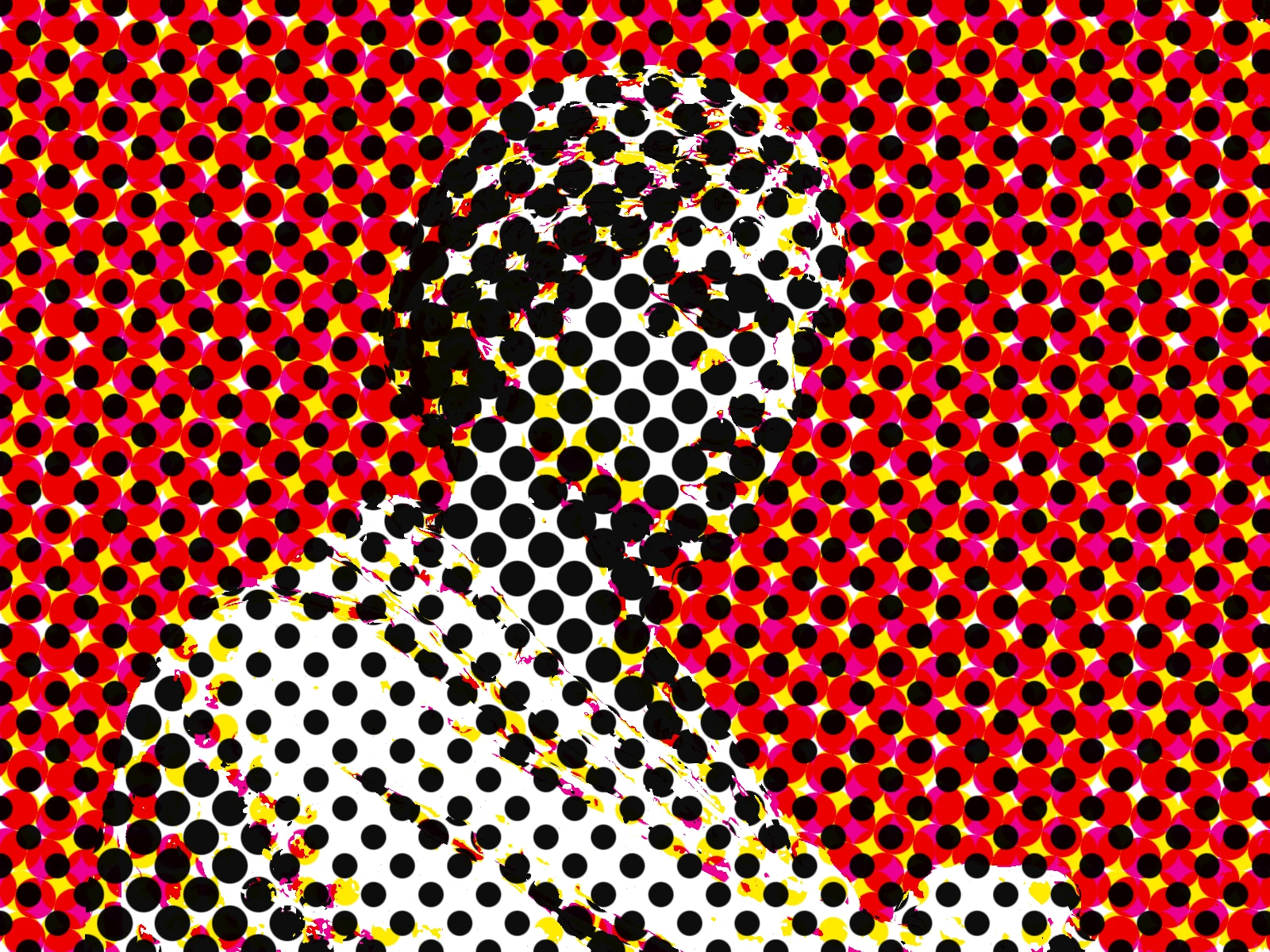 CELL 32: a very coarse screen, dots becoming the whole image