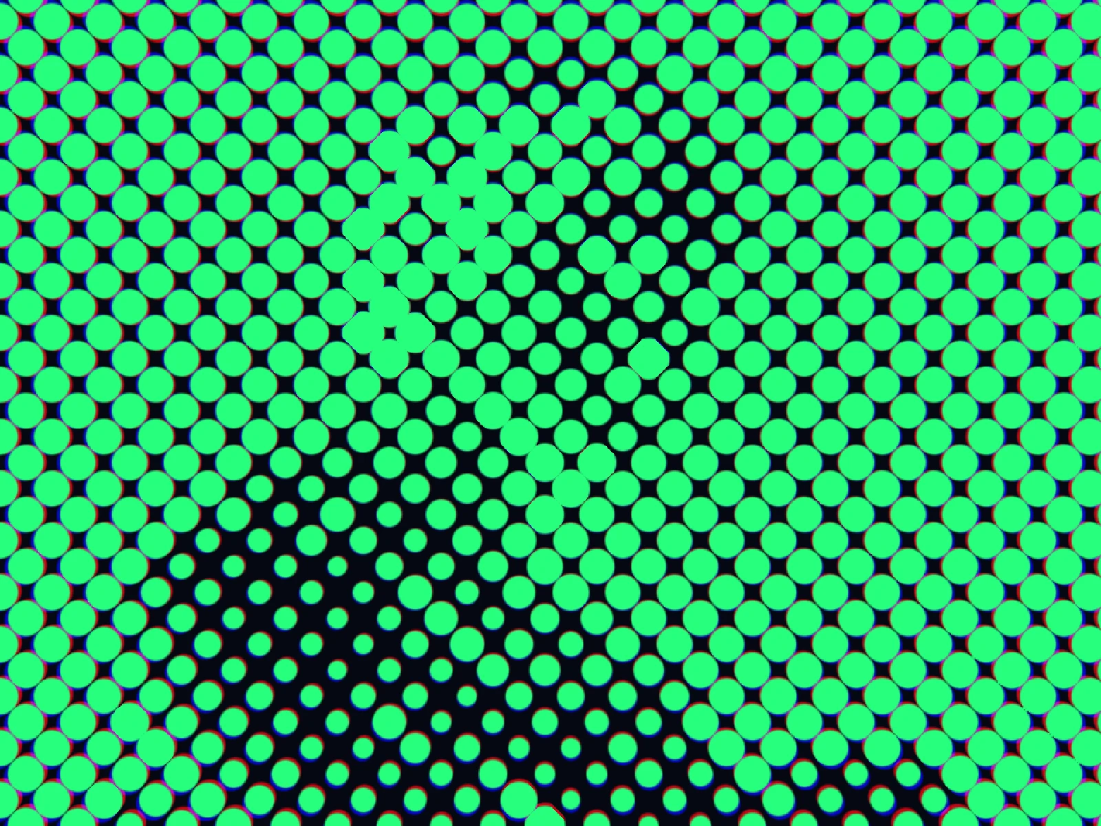 CELL 32: a coarse screen, a few large dots each catching light