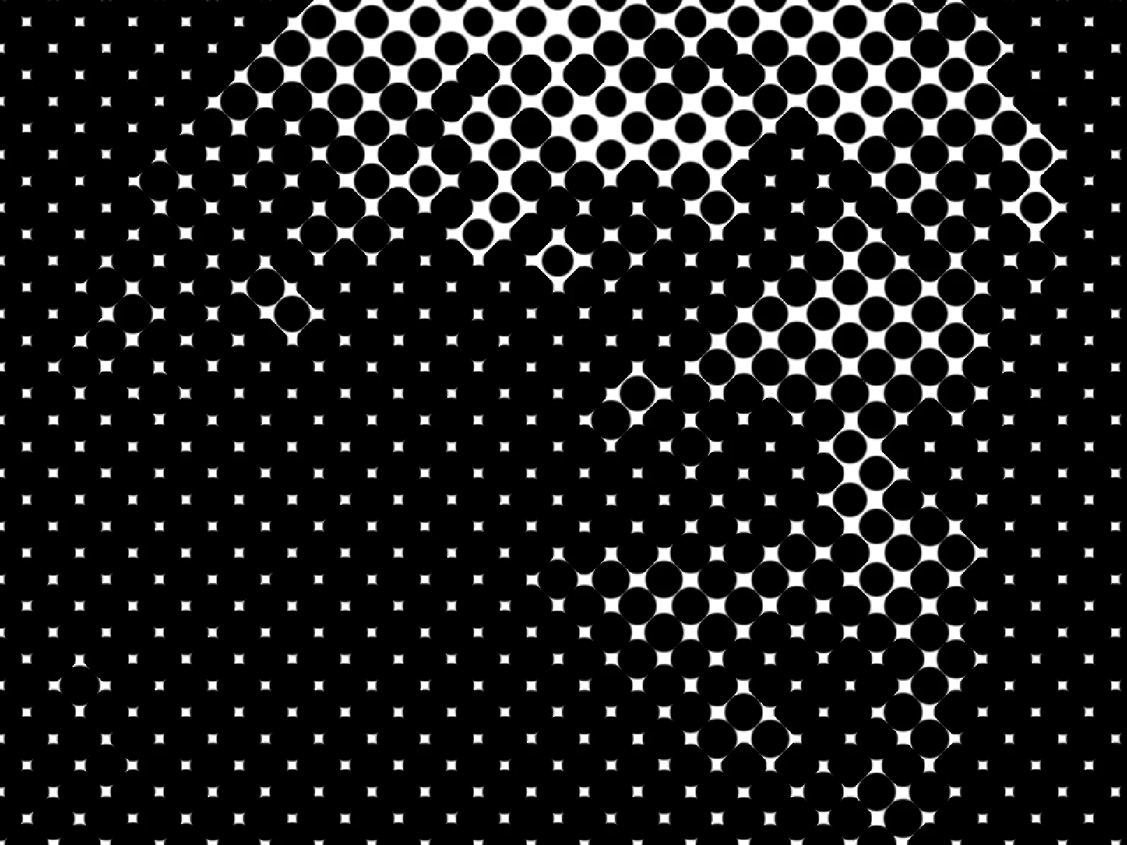 CELL 32: the dots become the subject and the face barely survives